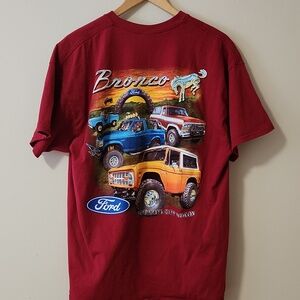 Ford Bronco Red Heavy Cotton Crew Neck Tee Mens Size XL